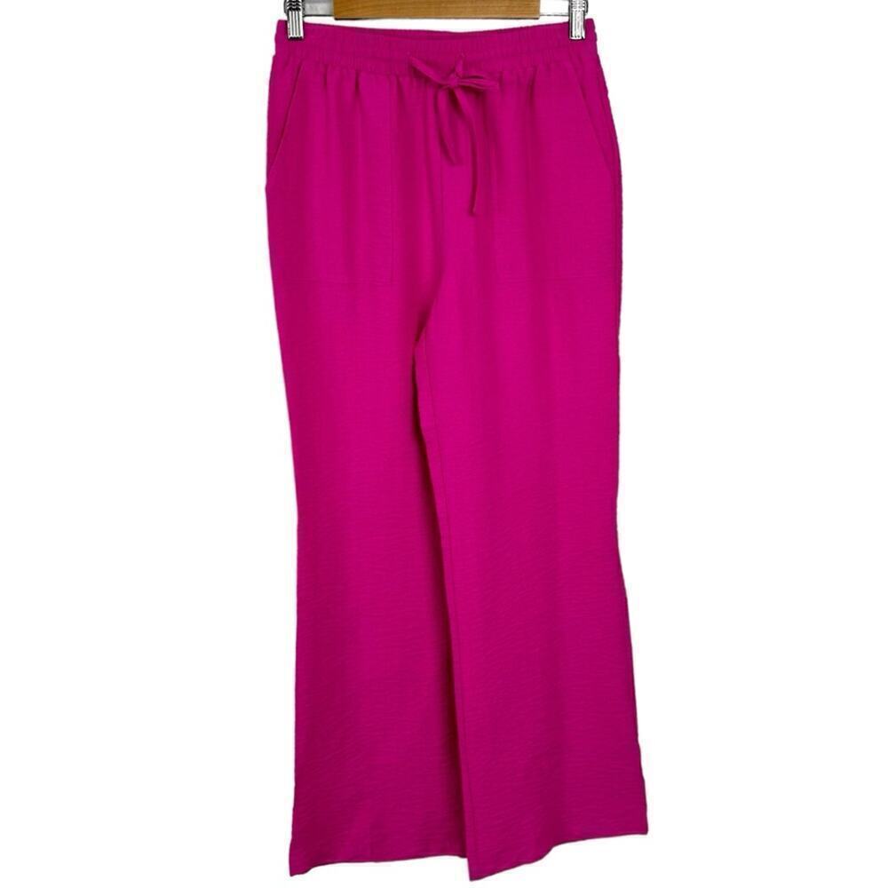 New Happily Grey Cozy Drawstring high rise wide leg Lounge Pink Pants Medium